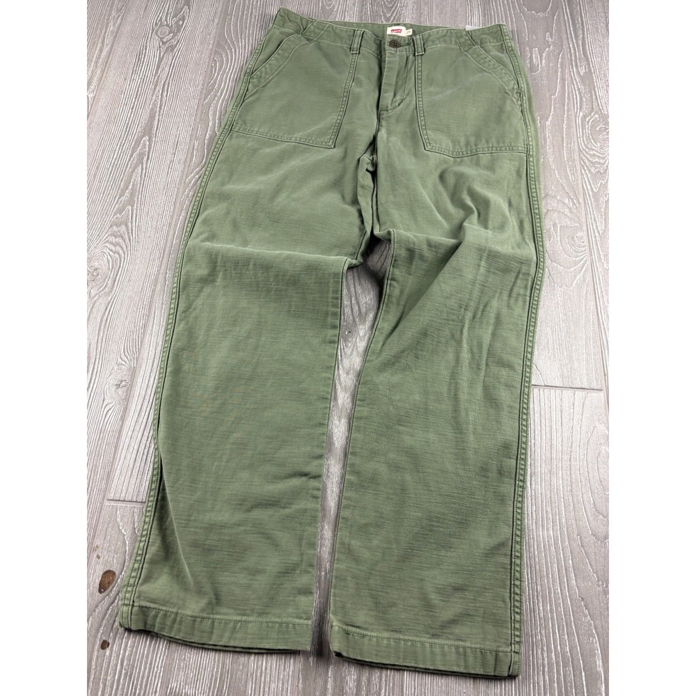 Levis Green Straight Leg Utility Pants Womens Size 27 Military Style Cotton
